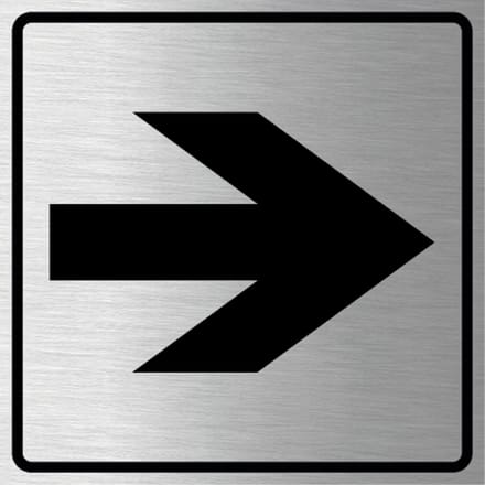 Richtingwijzer bord, geborsteld aluminium 150 x 150 mm