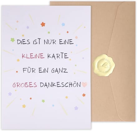 Dailygoods - Bedankkaarten met Envelop Kraftpapier en Gouden Hartstickers - 1 Stuk