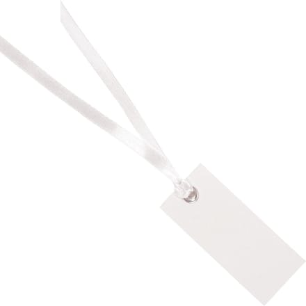 Santex cadeaulabels met lintje - 12x stuks - wit - 3 x 7 cm - naam tags