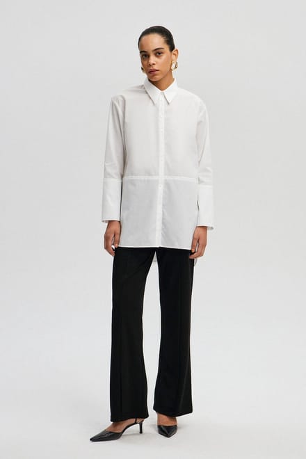 Touché Privé - Oversized poplin tuniek met brede manchetten - Ecru - Dames