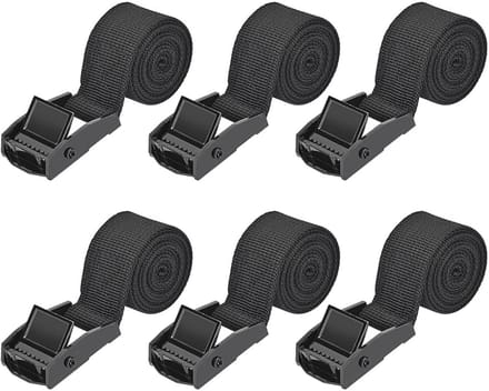 Spanbanden Set van 6 | 1m x 2,5cm Verstelbare Ratel Spanriemen voor Auto, Fiets en Bagage