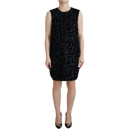 Fluwelen Mini-jurk met Luipaardprint Zonder Mouwen