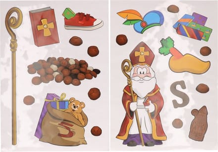 Raamstickers sinterklaas-Meerkleurig- 2 vellen - Raamdecoratie - Pepernoten