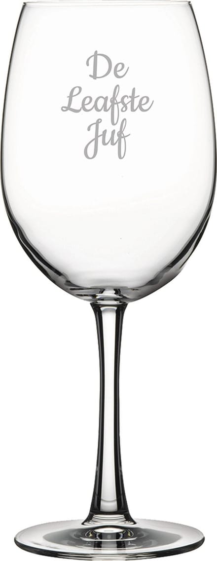 Gegraveerde Rode wijnglas 46cl De Leafste Juf