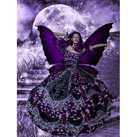 D bricolage diamant peinture pleine ronde perceuse  papillon fée  3D strass broderie 20X30CM black