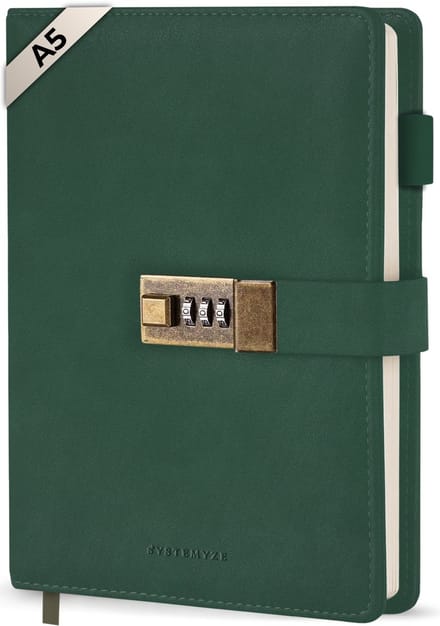 Systemyze Dagboek Volwassenen met Slot en Code – Hervulbaar – Journal – A5 – Groen