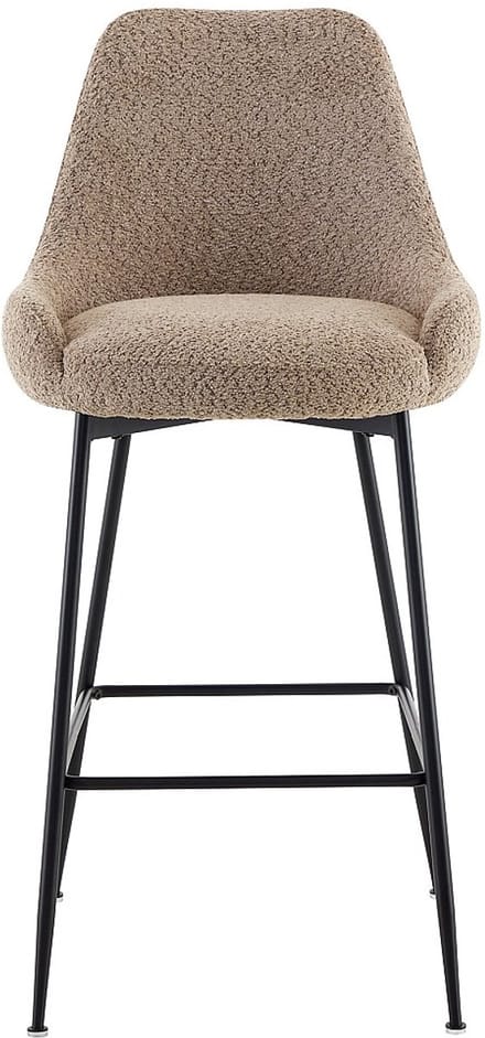 Vente-unique Set van 2 barkrukken in bouclé en zwart metaal - Taupe - TOYBA