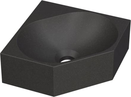 INK® Matrix quartz hoekfontein zonder kraangat, quartz zwart