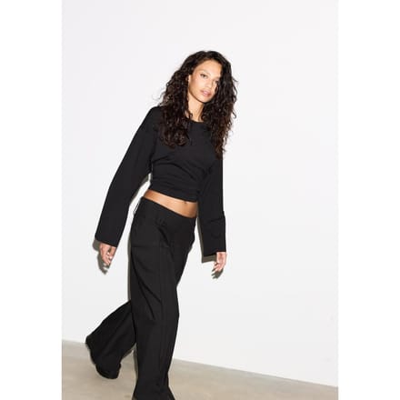 Stradivarius Smart lange broek met bandplooi  Zwart 44