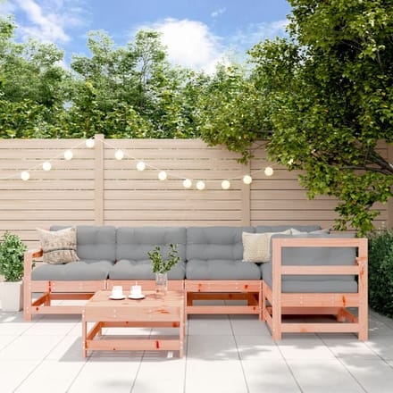 vidaXL - 6-delige - Loungeset - met - kussens - massief - douglashout