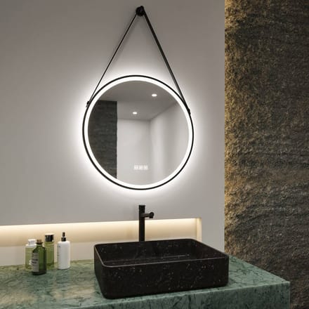 LED-verlichte spiegel Mirra IP44 White Switch 750lm 230V 11,5W dimbaar Zwart, Spiegel
