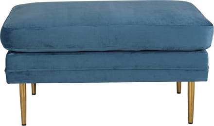 Boom poef, hocker velours blauw, messing.