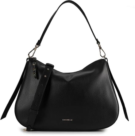 COCCINELLE Leren schoudertas Nory Handbag Grained Leather Noir zwart