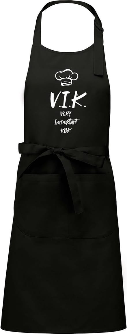 Mijncadeautje - Keukenschort - V.I.K. Very Important Kok - zwart - katoen / polyester