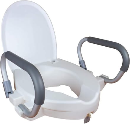 Verhoogd Toiletzitting met Armleuningen en Deksel - 10cm Hoogte
