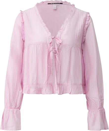 Dames blouse met knoop en volant QS Regular Fit