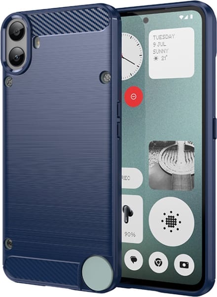 Hoesje geschikt voor Nothing CMF Phone 1 - Techsuit Carbon Silicone Back Cover - Blauw