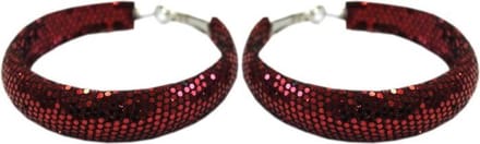 Behave Feestelijke glitter oorbellen dames - glam oorringen - rood - 5cm