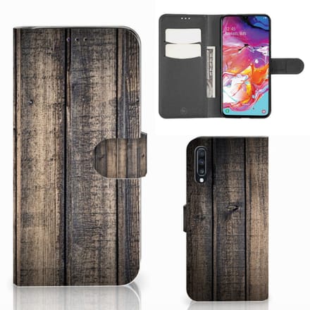 Book Case voor Samsung Galaxy A70 Book Style Case Steigerhout