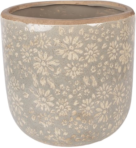 Keramiek Bloempot voor Binnen – Grijs – Rustieke Pot – Ø 20 cm – Keramiek