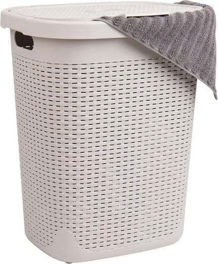 Slanke 50L wasmand met deksel - Rieten ontwerp en ruimtebesparend