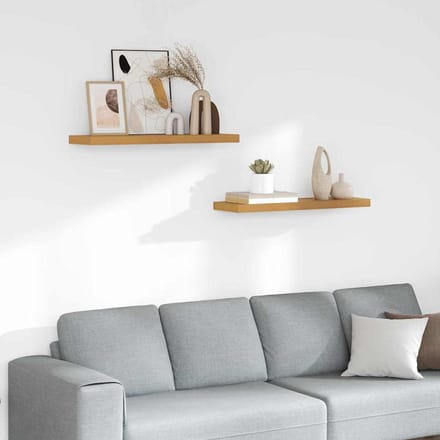 vidaXL - Wandplank - 2 - st - Beige - 80 - x - 23,5 - x - 3,8 - cm - Bewerkt - hout