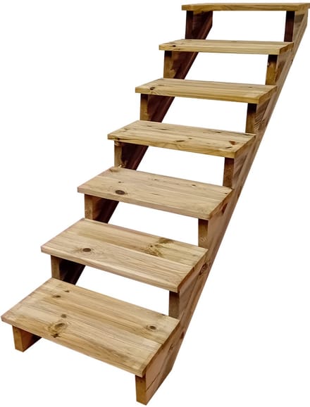 BERLIN Houten Buitentrap - 7 Open Treden 122 cm Hoog - 60 cm Breed