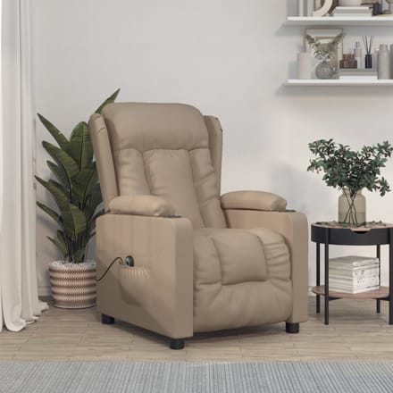 vidaXL - Fauteuil - verstelbaar - elektrisch - kunstleer - cappuccinokleurig