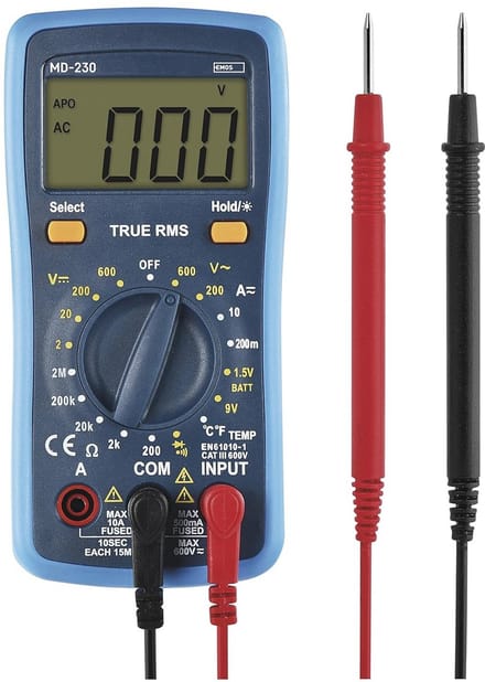 Digitale Multimeter CATIII 600V - True RMS Stroommeter met Batterijtester en Geheugenfunctie