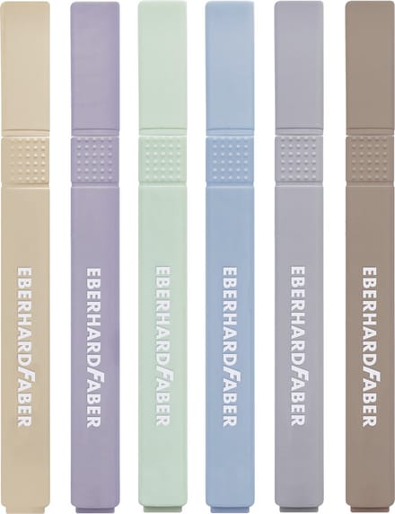 Eberhard Faber tekstmarker - 6 stuks in etui - vierkant - natural - markeerstift - EF-551505