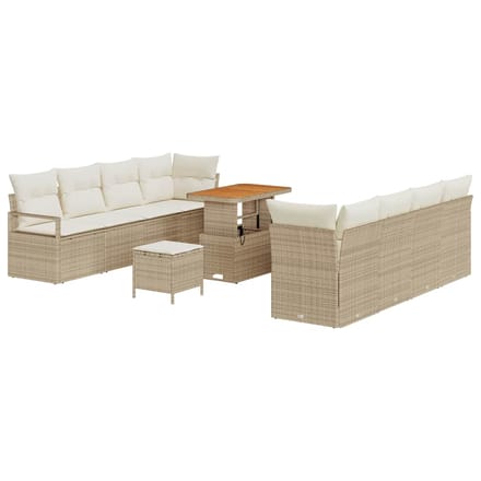 vidaXL Tuin Sofa Set met kussen Beige en Crème 90 x 55 x 71 cm
