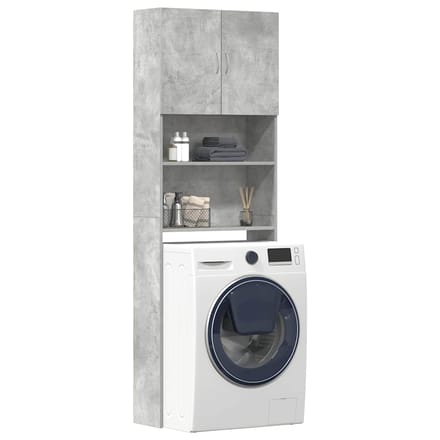 vidaXL - Wasmachinekast - 64x24x190 - cm - bewerkt - hout - betongrijs
