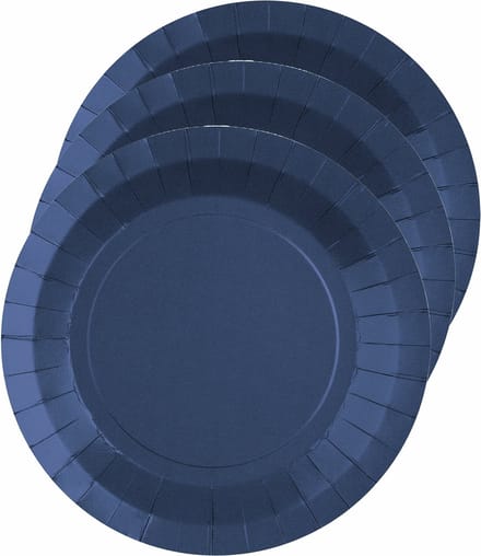 Santex Bordjes karton - 10x - rond - kobalt blauw - 22 cm - feestbordjes