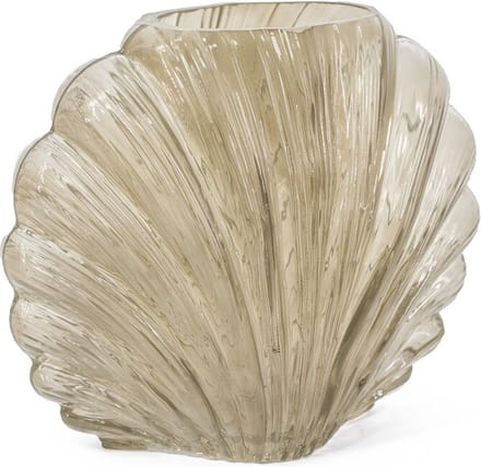 HomeBound by KY | Glazen vaas schelp grijs | glazen vaas | 25x12x21cm | stijlvolle vaas