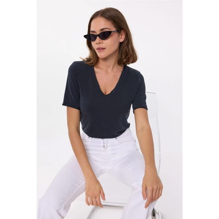 Casual V-hals Korte Mouw T-Shirt