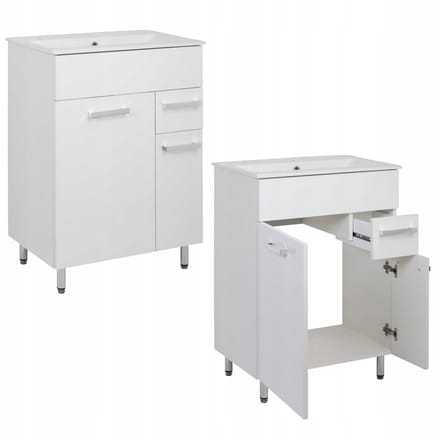 STAMAR - Badmeubel met Wastafel 60x40 Staand Lade Deur - Wit