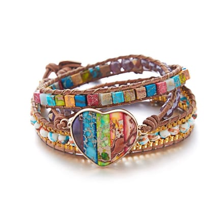 Sorprese armband - Heart - armband dames - wikkelarmband - multi - leer - cadeau - Model C - Sinterklaas - Kerst - Cadeau