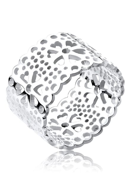 Elli - Ring - Dames Bloem Ornament Uitgesneden in 925 Sterling Zilver - Dames