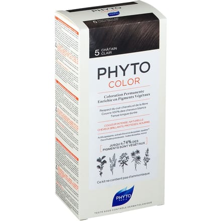 Phytocolor Permanente Haarkleuring 5 Lichtbruin Intens En Natuurlijke Kleur