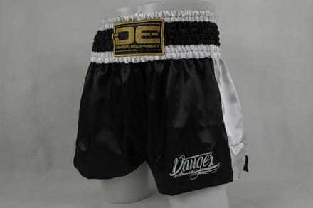 Danger Eco Muay Thai Shorts - Satijn - Zwart/Wit S