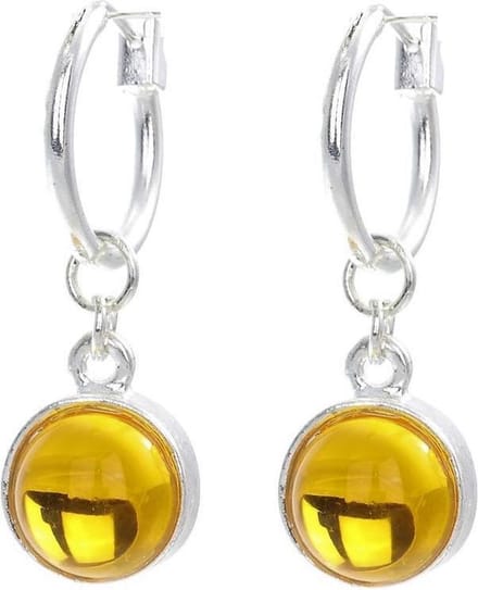 Behave Oorbel hanger zilver kleur met bruin steentje 3 cm