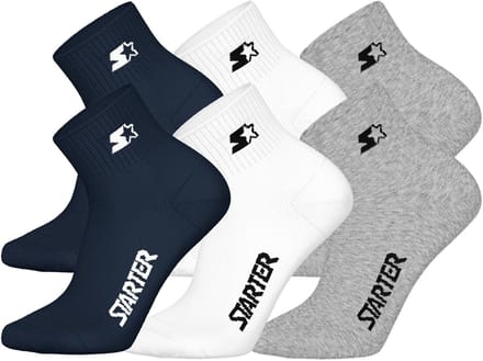 STARTER Quarter Socks - 6-pack - Navy/Wit/Grijs - Maat 35/38