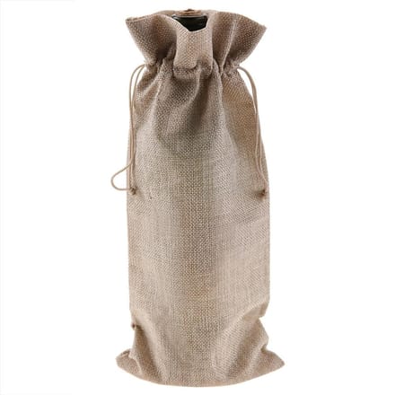 12 stuks Eenvoudige Linnen Stoffen Wijnzak met Trekkoord Champagne Decoratieve Hoes (Wit) beige