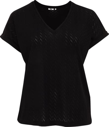 WE Fashion Dames T-shirt met opengewerkte structuur - Curve