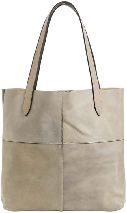 b.belt Leren schoudertas Meggy Shopper Light Grey grijs