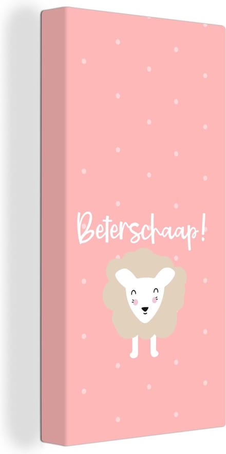 Canvas Schilderij Sterkte - Quotes - Stippen - Schaap - 40x80 cm - Wanddecoratie