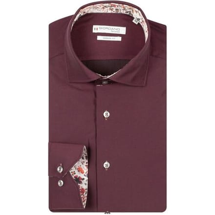 Giordano Overhemd Locarno Semi Cutaway Two-Ply Plain Twill Rood / male