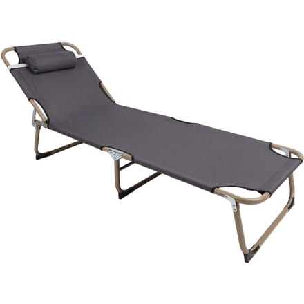 Lits de camp avec oreiller en alliage imperméable confortable réglable lit de couchage pour camping piscine plage terrasse gray