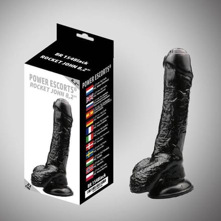 Power escorts -  Grote realistische dildo - BR154 - Rocket John 8.2 inch - 21 cm -  black