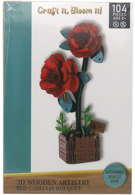 Houten 3D puzzel - camelia - 104 stukjes